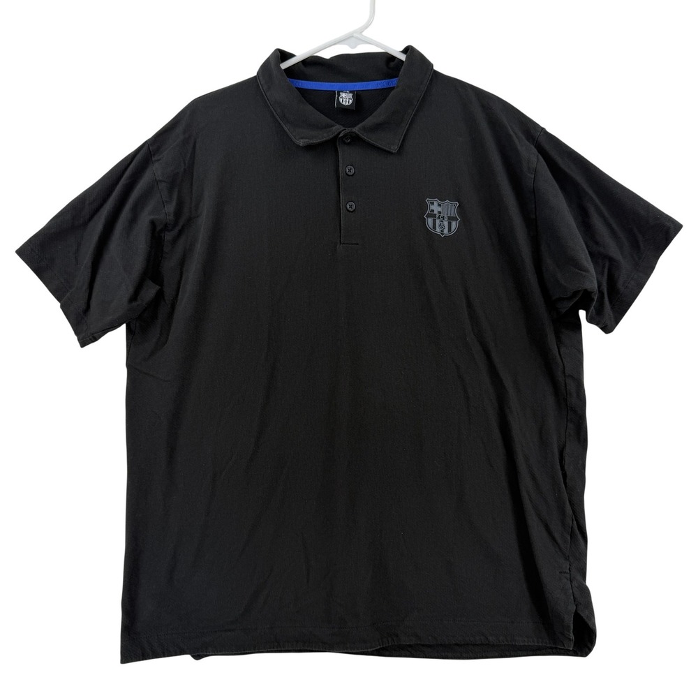 FC Barcelona Polo Shirt Mens XL Black Soccer FCB‎ Crest Short Sleeve Top